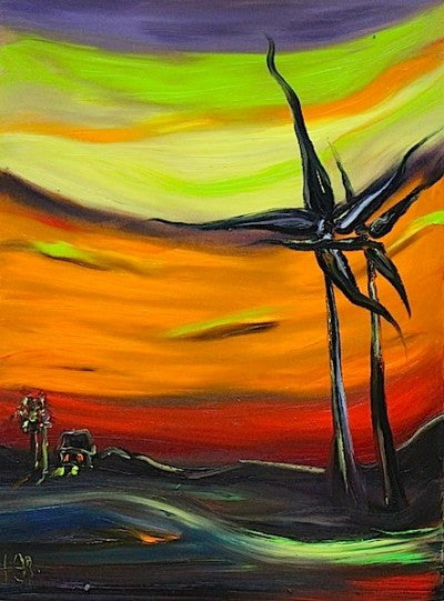 Windmills, oil painting by Julia Kosivchuk