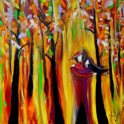 Trees waltz, oil painting by Julia Kosivchuk